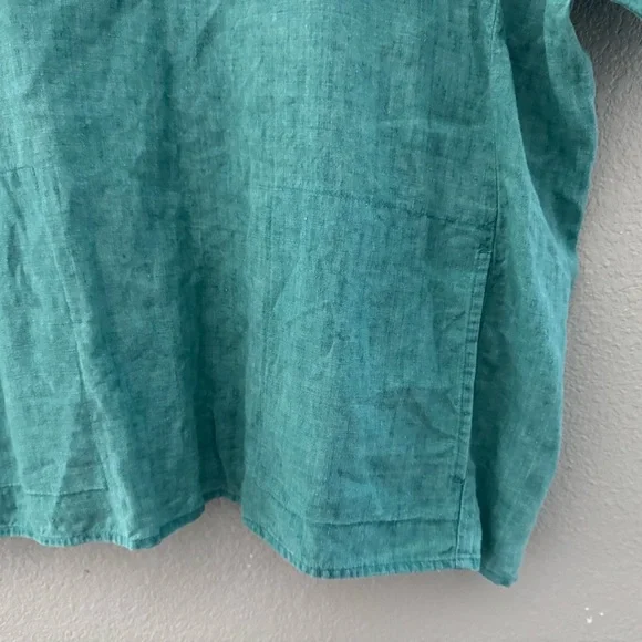 Eileen Fisher Delave Linen Top Large Green Boxy Relaxed Lagenlook Minimalist - Picture 10 of 12